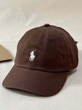 Ralph Lauren Brown Baseball Cap with White Polo Logo